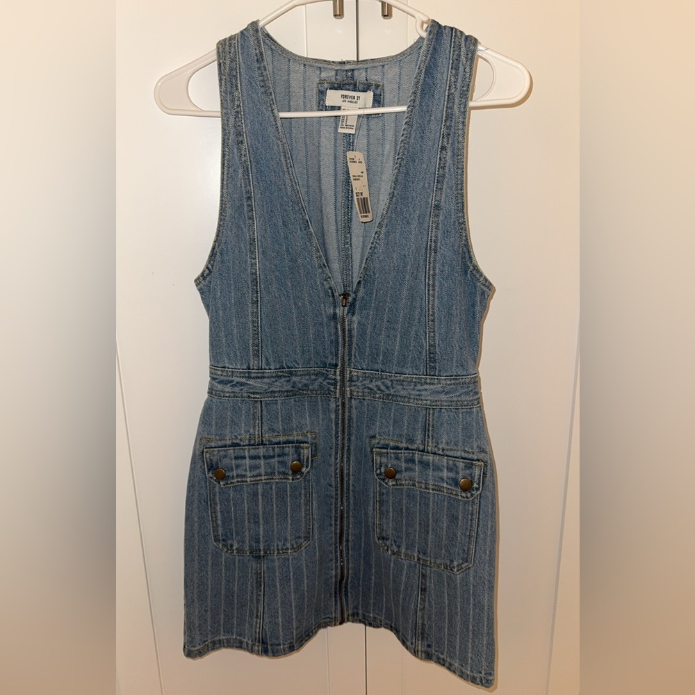 Forever 21 Blue Denim Mini Dress with Front Pockets